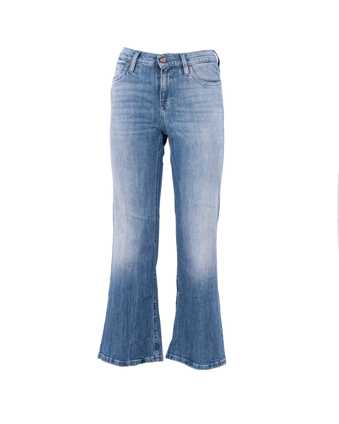shop DON THE FULLER  Jeans: Don The Fuller denim "Belle".
Slim fit.
Lavaggio blu medio chiaro.
Taglio accorciato e leggermente a zampa.
Zip, bottone oro, salpa in pelle rosa, pallino rosa.
Composizione: 98% cotone organico 2% elastan riciclato.
Made in Italy.. BELLE DTF-D number 3349882